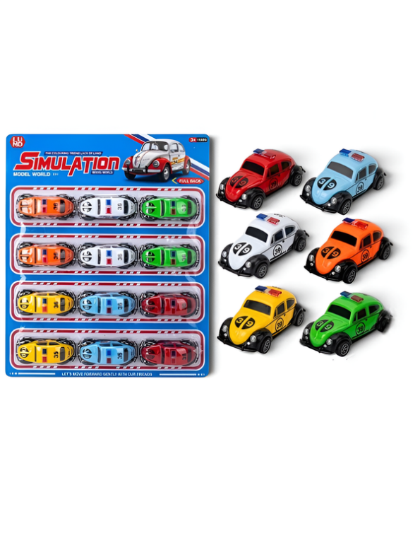 Mini Pull-Back Police Car Toy Set – Battery-Free, Brightly Colored Vehicles for Toddlers LMI16436