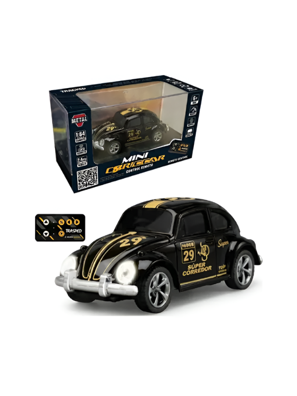 Mini RC Beetle Car – 2.4GHz Remote & App Controlled, Alloy Body Pocket-Sized Mini Racing Car Classic Black MD549.