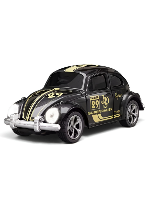 Mini RC Beetle Car – 2.4GHz Remote & App Controlled, Alloy Body Pocket-Sized Mini Racing Car Classic Black MD549.