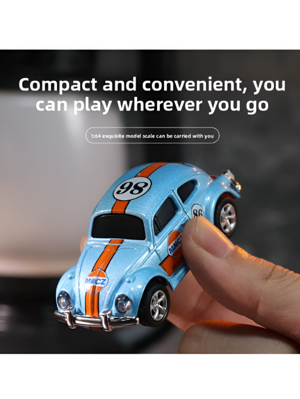 Mini RC Beetle Car – 2.4GHz Remote & App Controlled, Alloy Body Pocket-Sized Mini Racing Car Classic MNCZ Blue MD549.