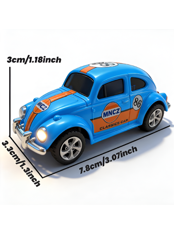 Mini RC Beetle Car – 2.4GHz Remote & App Controlled, Alloy Body Pocket-Sized Mini Racing Car Classic MNCZ Blue MD549.