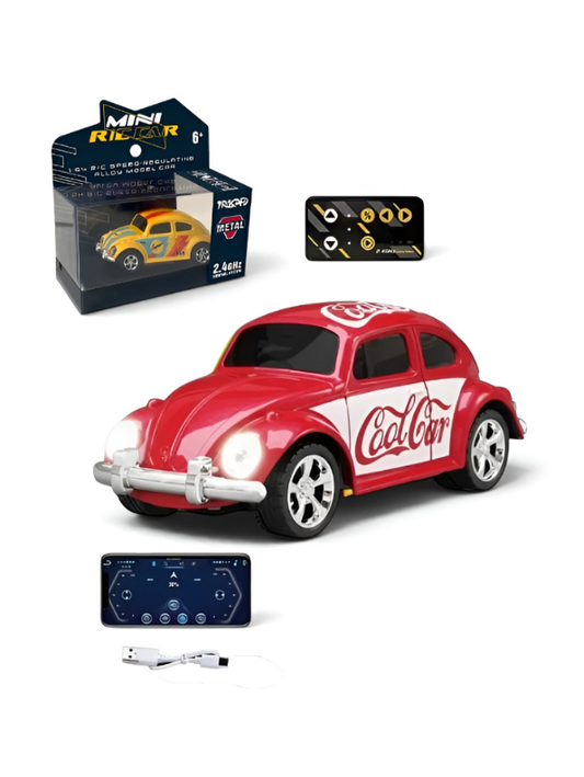Mini RC Beetle Car – 2.4GHz Remote & App Controlled, Alloy Body Pocket-Sized Mini Racing Car Cool Car Edition MD549.