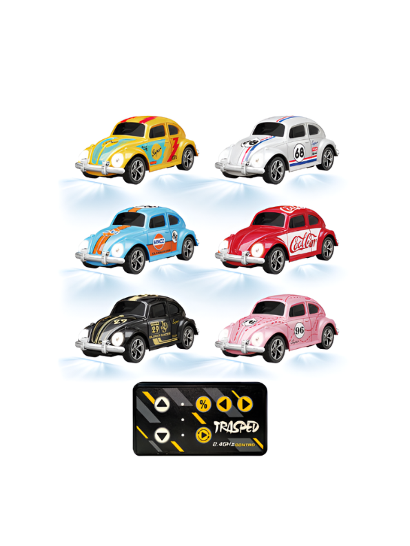 Mini RC Beetle Car – 2.4GHz Remote & App Controlled, Alloy Body Pocket-Sized Mini Racing Car Yellow MD549.