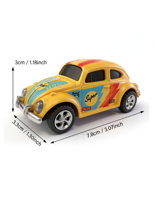 Mini RC Beetle Car – 2.4GHz Remote & App Controlled, Alloy Body Pocket-Sized Mini Racing Car Yellow MD549.