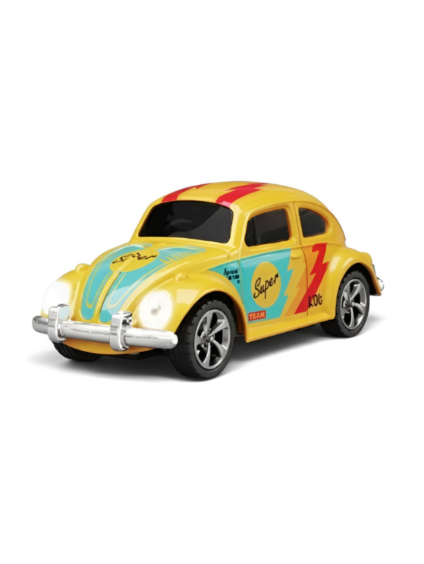 Mini RC Beetle Car – 2.4GHz Remote & App Controlled, Alloy Body Pocket-Sized Mini Racing Car Yellow MD549.