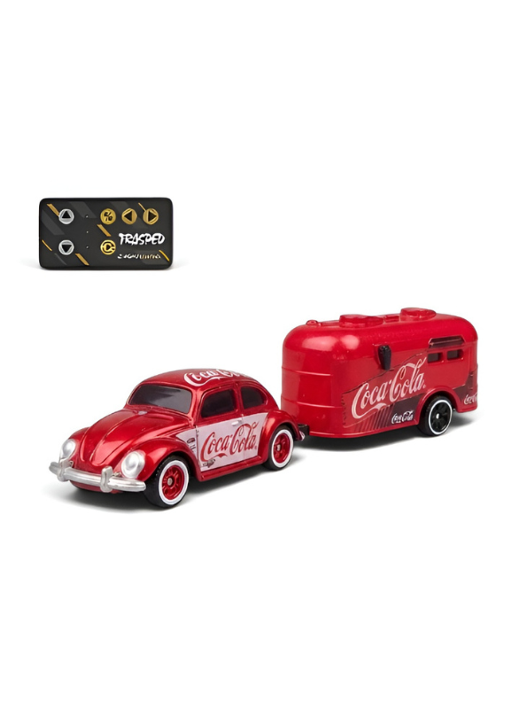 Mini RC Classic Volkswagen Beetle with Detachable Trailer | Red 2.4GHz Remote Control Die-Cast Toy Car & with Acrylic Display Box MD572