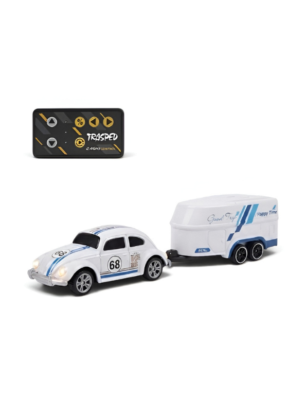 Mini RC Classic Volkswagen Beetle with Detachable Trailer | 2.4GHz Remote Control Die-Cast Toy Car & with Acrylic Display Box MD572
