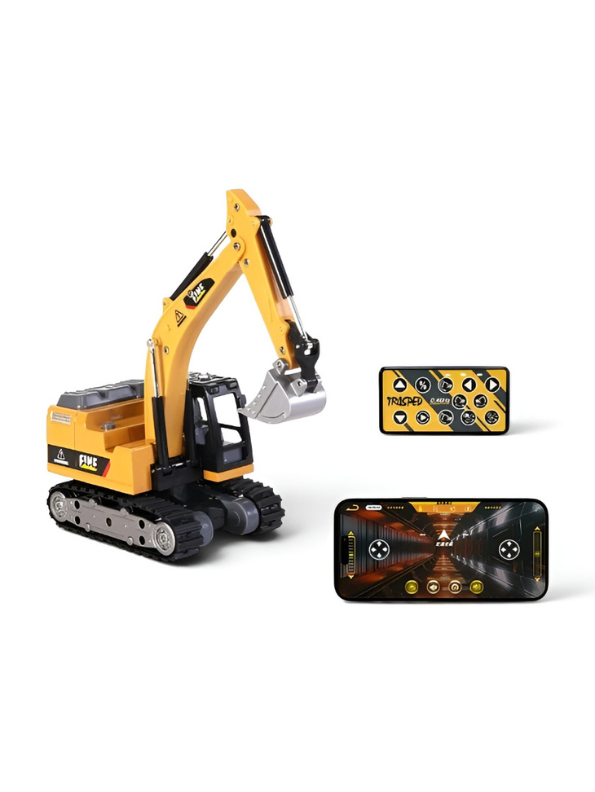 Mini RC Excavator Toy | 2.4G & App Control Pocket Construction Truck TV7309