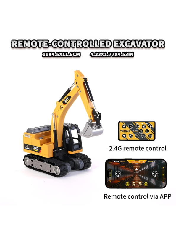 Mini RC Excavator Toy | 2.4G & App Control Pocket Construction Truck TV7309