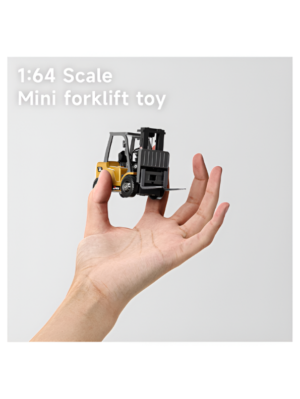 Mini RC Forklift Toy - 1:64 Scale Remote Control Forklift with Detachable Flatbed Trailer MD551.