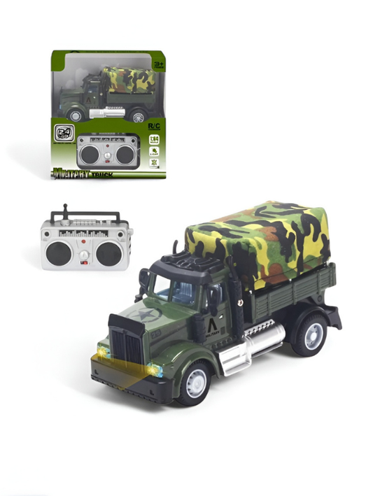 Mini RC Military Truck – 1:64 Scale 2.4GHz Remote Control Army Transport Vehicle TV6191.