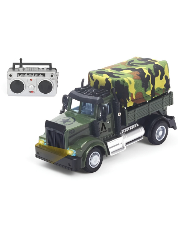 Mini RC Military Truck – 1:64 Scale 2.4GHz Remote Control Army Transport Vehicle TV6191.