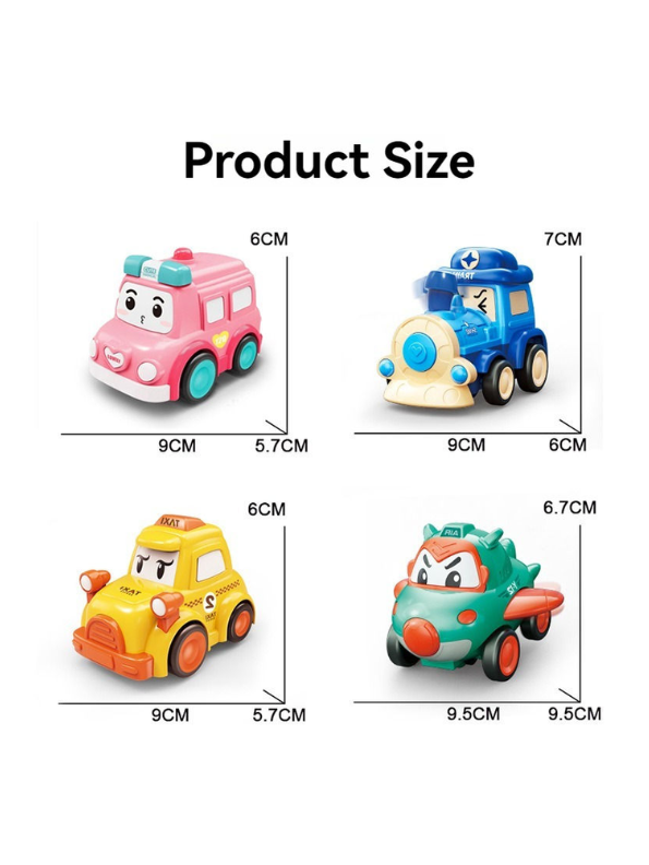 Mini Rescue Team - Pack of 4 Pull-Back Vehicle Toy Set with Taxi, Ambulance, Train & Monster Car for Kids LMI15384 .