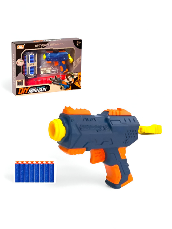 Mini Toy Gun Set for Kids – DIY 8 Soft Bullet Blaster, Safe Shooting Game Blaster, Fun Outdoor Play Toy LMI15771.