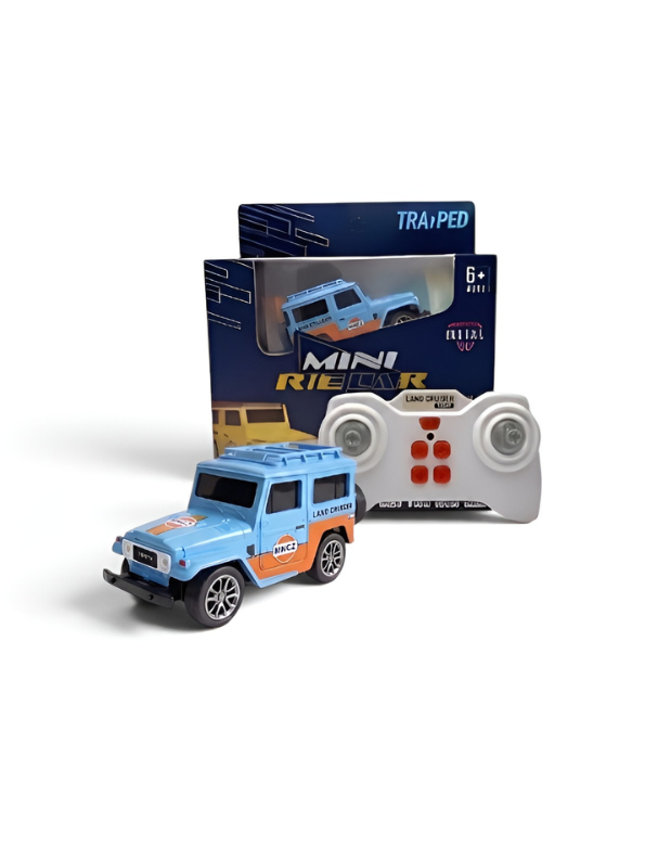 Mini 1:64 Scale RC Off-Road Land Cruiser Toy Car Blue & Orange TV5716.