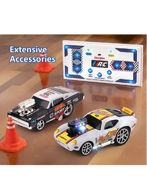Mini Pocket RC White Muscle Car 2.4GHz 1:64 Scale Fast Remote Control Drift Car MD17