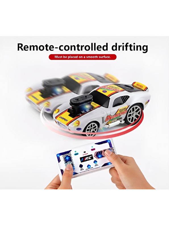 Mini Pocket RC White Muscle Car 2.4GHz 1:64 Scale Fast Remote Control Drift Car MD17