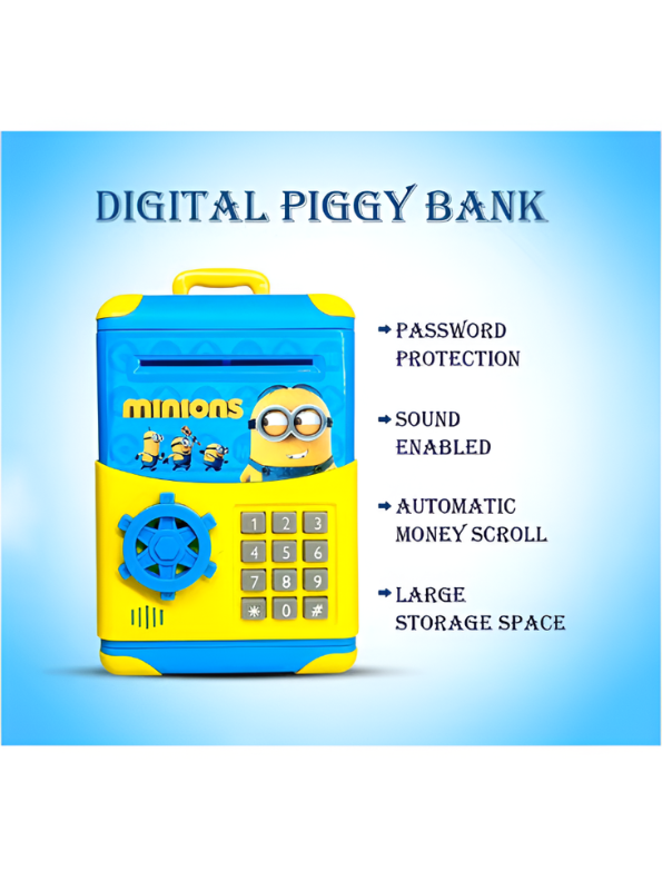 Minions Digital Piggy Bank with Password Lock & Auto Money Scroll | ATM Savings Box LMI10365.