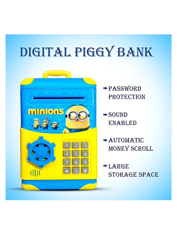 Minions Digital Piggy Bank with Password Lock & Auto Money Scroll | ATM Savings Box LMI10365.