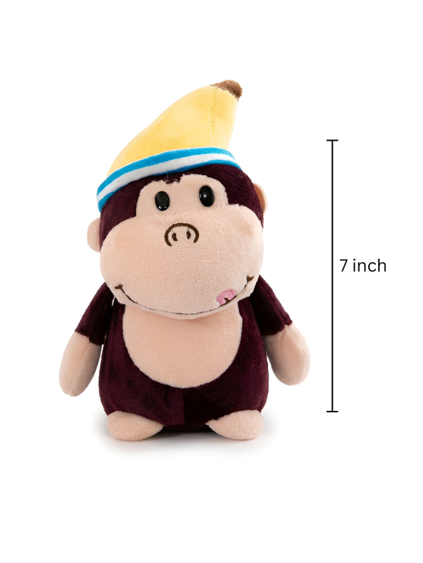 Monkey Plush Toy with Nightcap 7-Inch – Soft Stuffed Monkey Animal Brown ST11920.