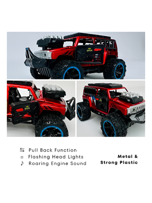 Monster Vehicle - Die-Cast Off-Road SUV Toy with Pull Back Action, Lights & Monster Engine Sound - Free Car Inside - LMI16430.
