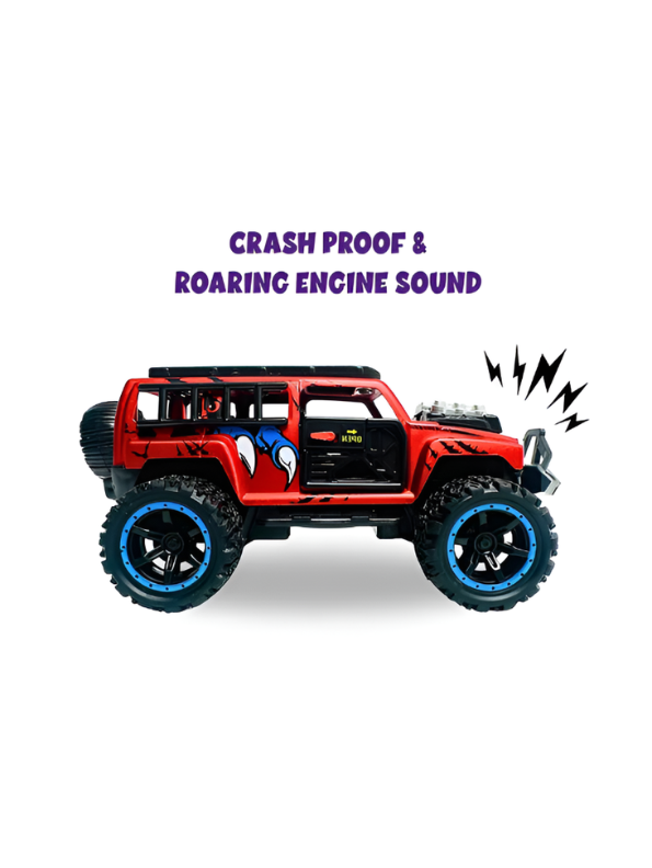 Monster Vehicle - Die-Cast Off-Road SUV Toy with Pull Back Action, Lights & Monster Engine Sound - Free Car Inside - LMI16430.