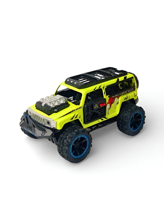 Monster Vehicle - Die-Cast Off-Road SUV Toy with Pull Back Action, Lights & Monster Engine Sound Lime Green LMI16430.