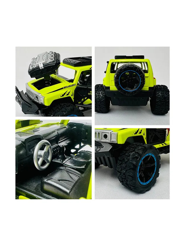 Monster Vehicle - Die-Cast Off-Road SUV Toy with Pull Back Action, Lights & Monster Engine Sound Lime Green LMI16430.
