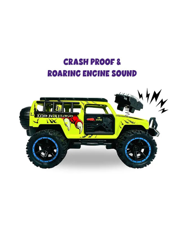 Monster Vehicle - Die-Cast Off-Road SUV Toy with Pull Back Action, Lights & Monster Engine Sound Lime Green LMI16430.