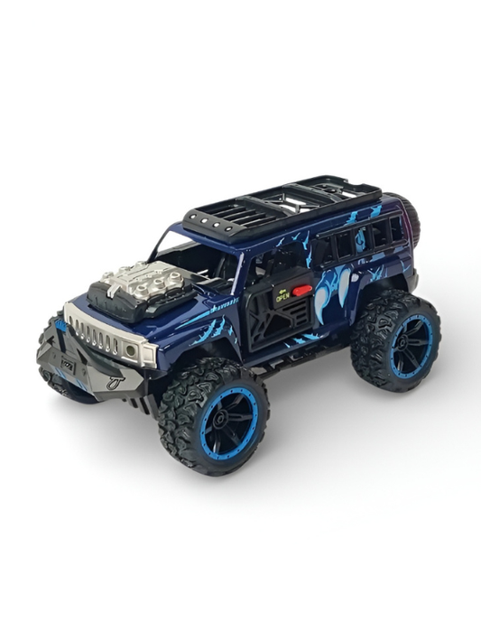 Monster Vehicle - Die-Cast Off-Road SUV Toy with Pull Back Action, Lights & Monster Engine Sound Blue LMI16430.