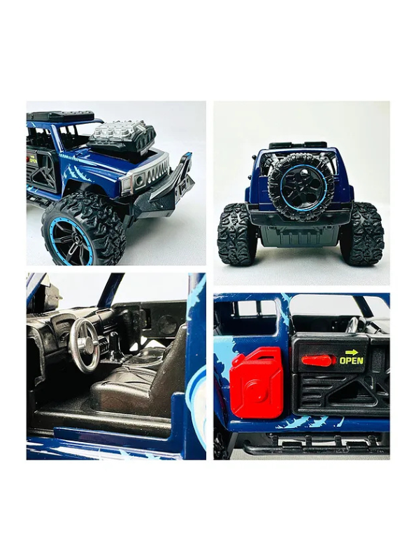 Monster Vehicle - Die-Cast Off-Road SUV Toy with Pull Back Action, Lights & Monster Engine Sound Blue LMI16430.