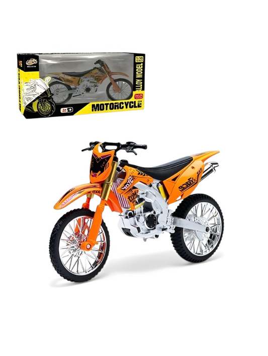 Motocross Motorcycle Diecast Alloy Dirt Bike 1:10 Scale Orange MD3472.