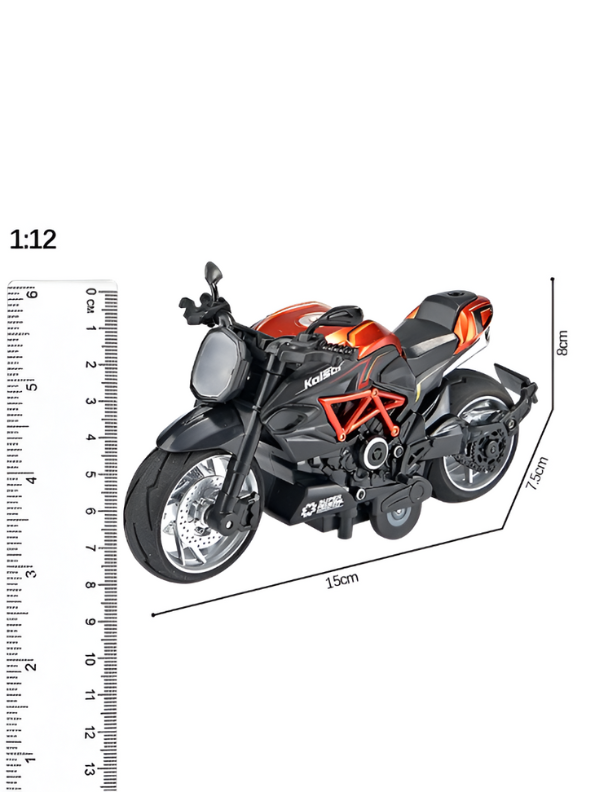 MotorX – Diecast Pull Back Bike with Music and Light Scale 1:8 Orange LMI15131.