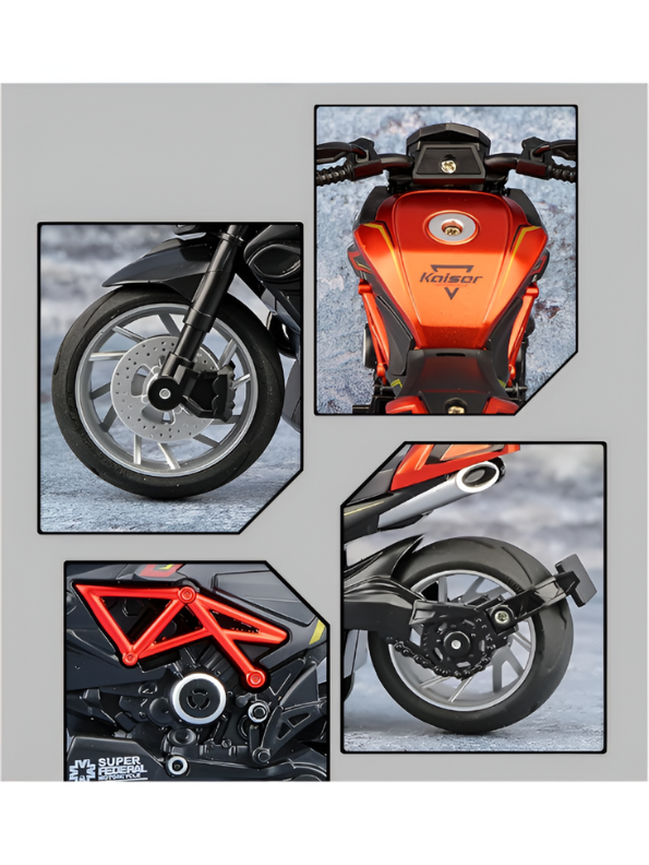 MotorX – Diecast Pull Back Bike with Music and Light Scale 1:8 Orange LMI15131.