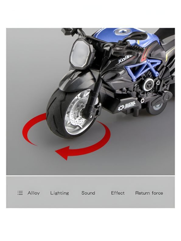 MotorX – Diecast Pull Back Bike with Music and Light Scale 1:8 Blue LMI15131.