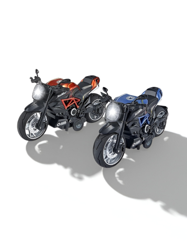 MotorX – Diecast Pull Back Bike with Music and Light Scale 1:8 Red LMI15131.