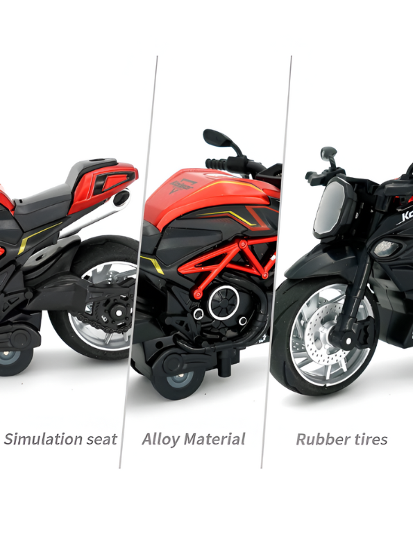 MotorX – Diecast Pull Back Bike with Music and Light Scale 1:8 Orange LMI15131.