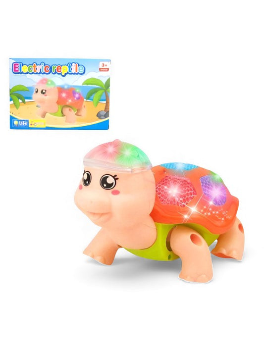 Mr. Tortoise – Electric Reptile Walking Tortoise Toy for Toddlers | Light-Up Shell, Music & Movement Toy Peach LMI15047.