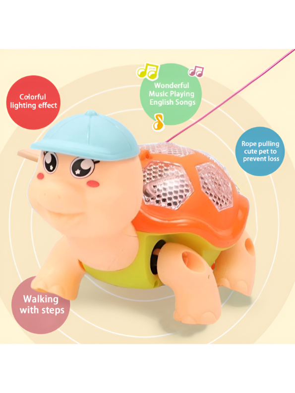 Mr. Tortoise – Electric Reptile Walking Tortoise Toy for Toddlers | Light-Up Shell, Music & Movement Toy Peach LMI15047.