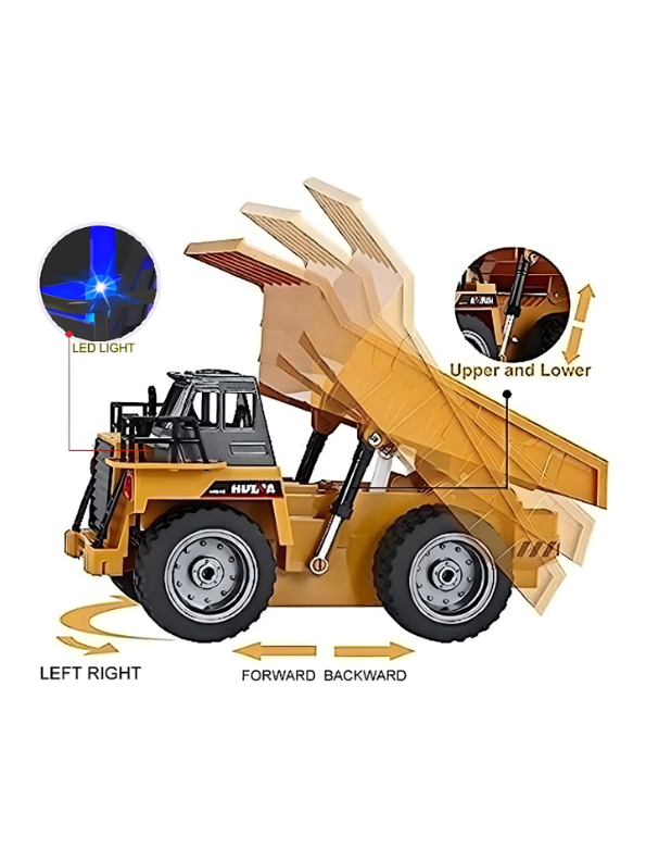 MudMonster X5 – Advanced 5-Channel Remote Control Dump Truck Toy for Kids with Realistic Features - MD1011.