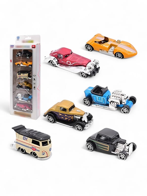 Multi-Color Vintage Cars Pack of 6 for Kids - Classic & Collectible Play Set | NX-O-24 - Toyloft
