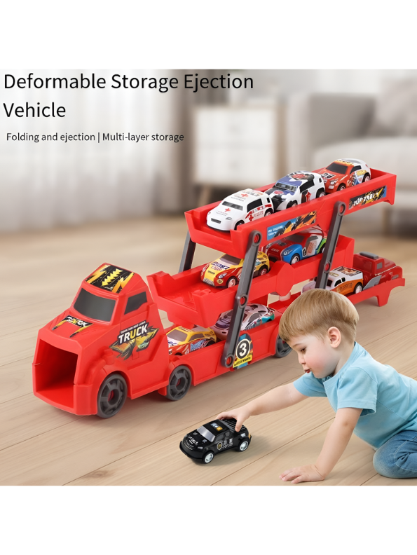 Multi-Layer Transport Car Carrier Truck Toy Set Red LMI16872.