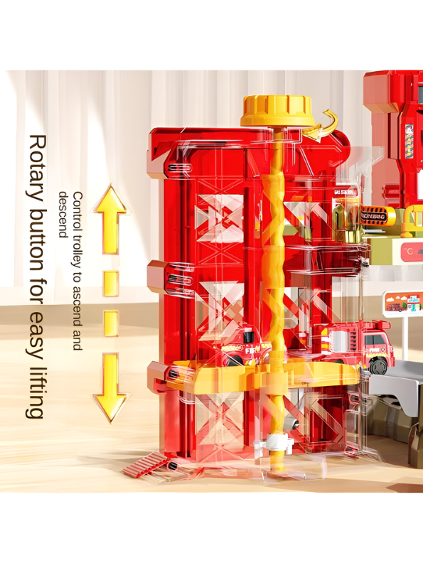 Multi-Level Fire Rescue Station & Garage Playset with Vehicles & Helicopter LMI16911