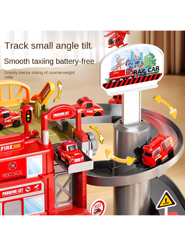 Multi-Level Fire Rescue Station & Garage Playset with Vehicles & Helicopter LMI16911