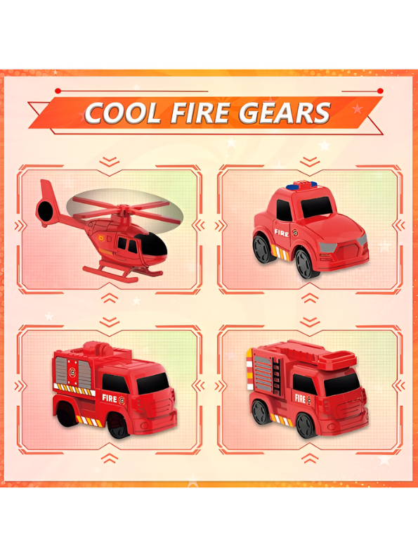 Multi-Level Fire Rescue Station & Garage Playset with Vehicles & Helicopter LMI16911