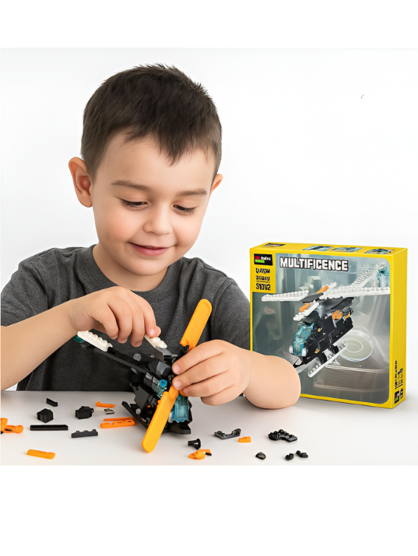 Multificence 33-in-1 Building Blocks Set – Transformable Helicopter, Robot Mech, and Animal Models – 256-Piece STEM Construction Toy for Kids Ages 6+ MD360