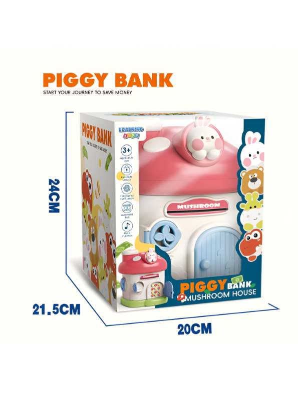 Mushroom House Piggy Bank – Electronic Money Saving ATM Box with Password, Music & Fingerprint Lock NX16320.