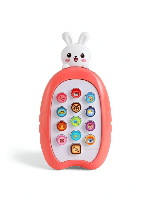 Musical Bunny Phone Toy with Lights & Sounds – Educational Learning Toy for Infants & Toddlers | Interactive Pretend Play Phone for Babies Red - NX15702.