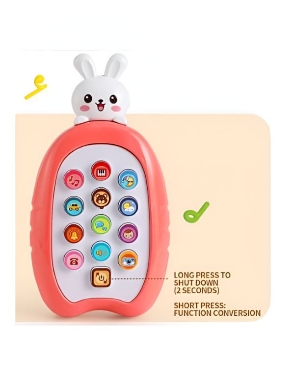 Musical Bunny Phone Toy with Lights & Sounds – Educational Learning Toy for Infants & Toddlers | Interactive Pretend Play Phone for Babies Red - NX15702.