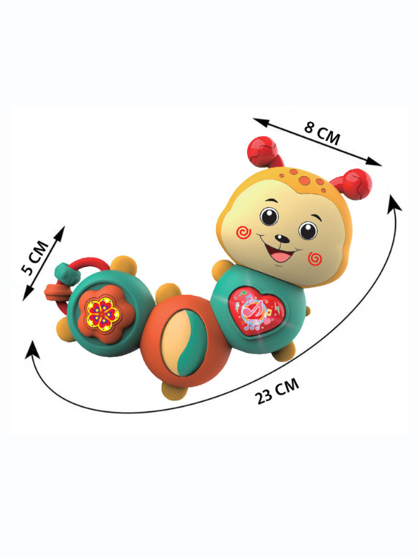 Musical Caterpillar Baby Toy with Lights and Sounds, Interactive Sensory Toddler Toy with Spinning Parts, Whistle & Beanbag Orange NX13406.